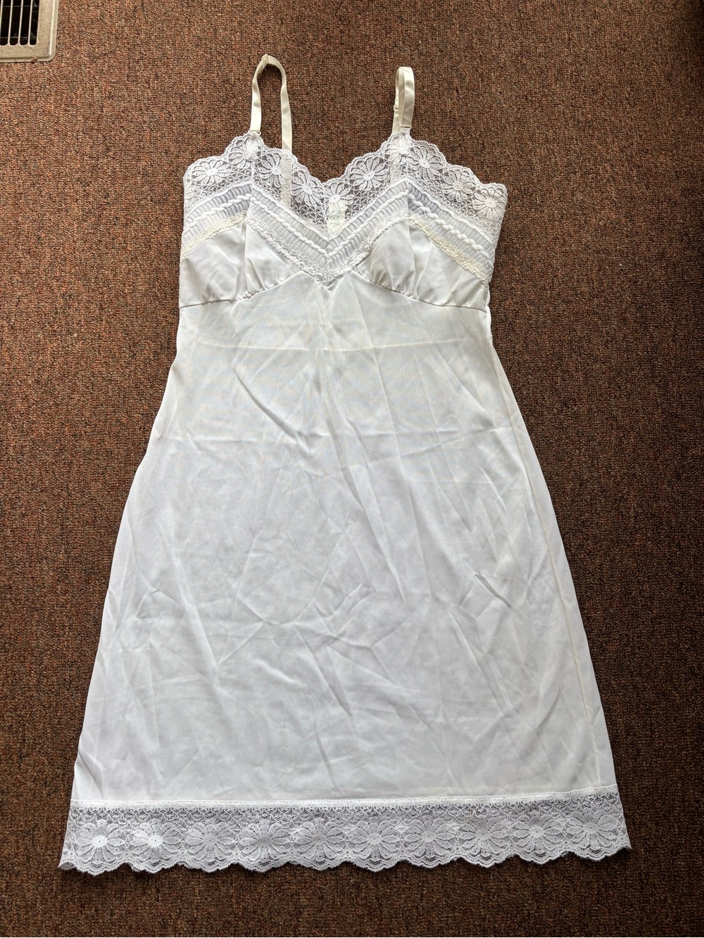 Vincent Longo White Lace-Trim Slip